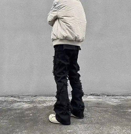 Japanese Brand × Jean High street black raw edge ripped jeans Size US 32 / EU 48 - 3 Thumbnail