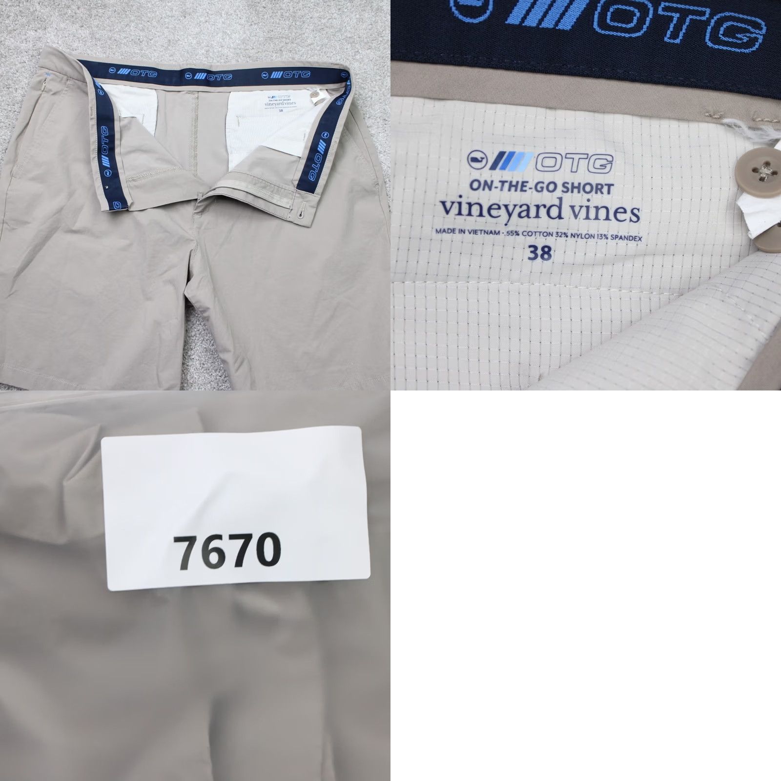 Vineyard Vines VINEYARD VINES OTG Shorts Mens 38 Beige 9" On the Go Performance Stretch Chino Casual Regular Inseam 9" Size US 38 / EU 54 - 8 Thumbnail