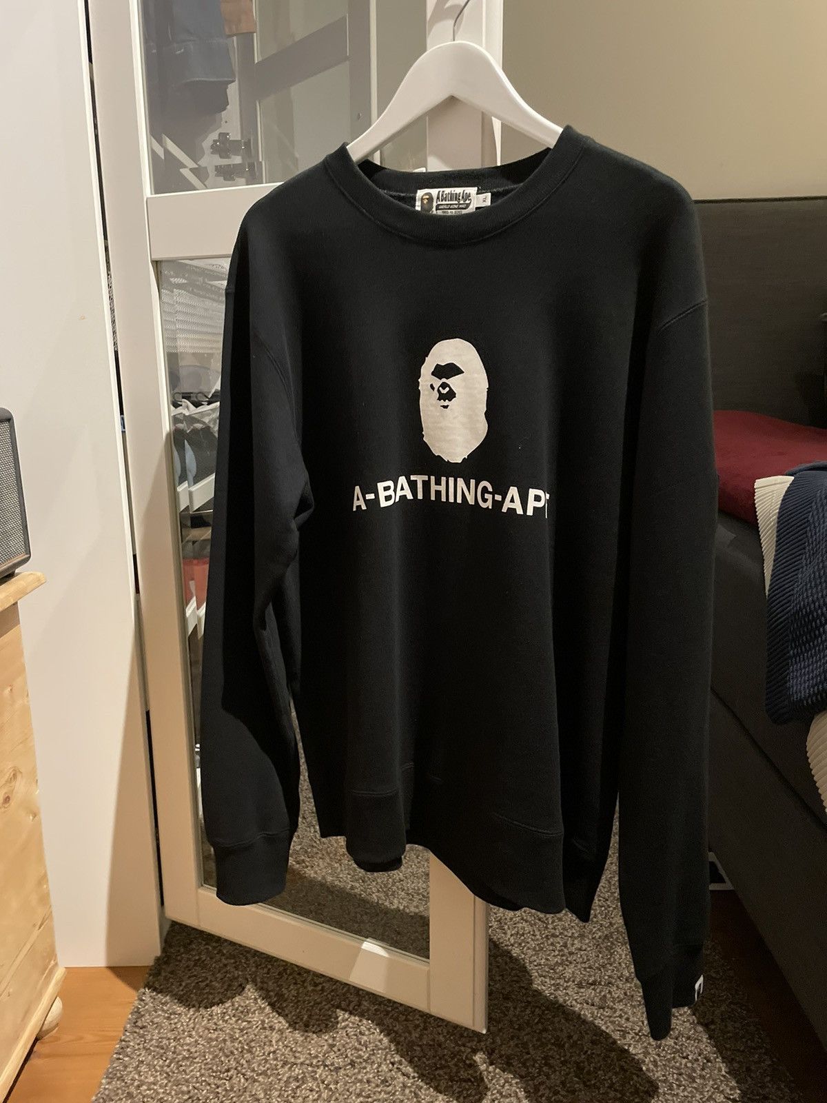 image of Bape x Nigo Mad Face Crewneck in Black, Men's (Size XL)