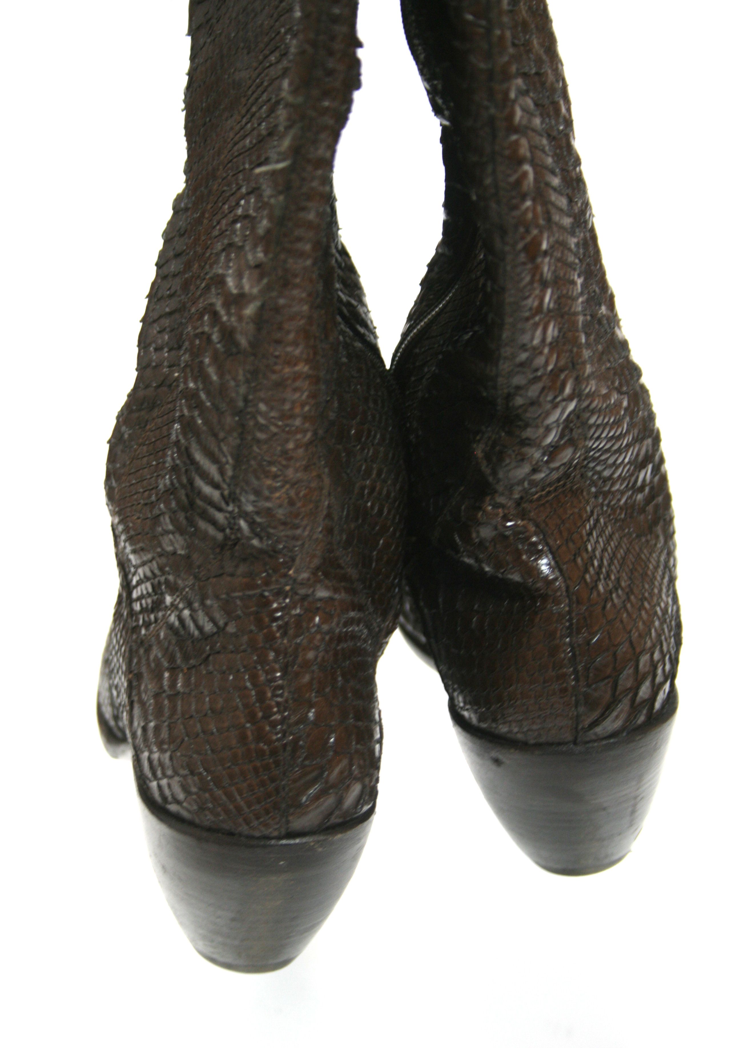 Gianni Barbato Cowboy Python Leather High Boots Size US 9 / IT 39 - 8 Thumbnail