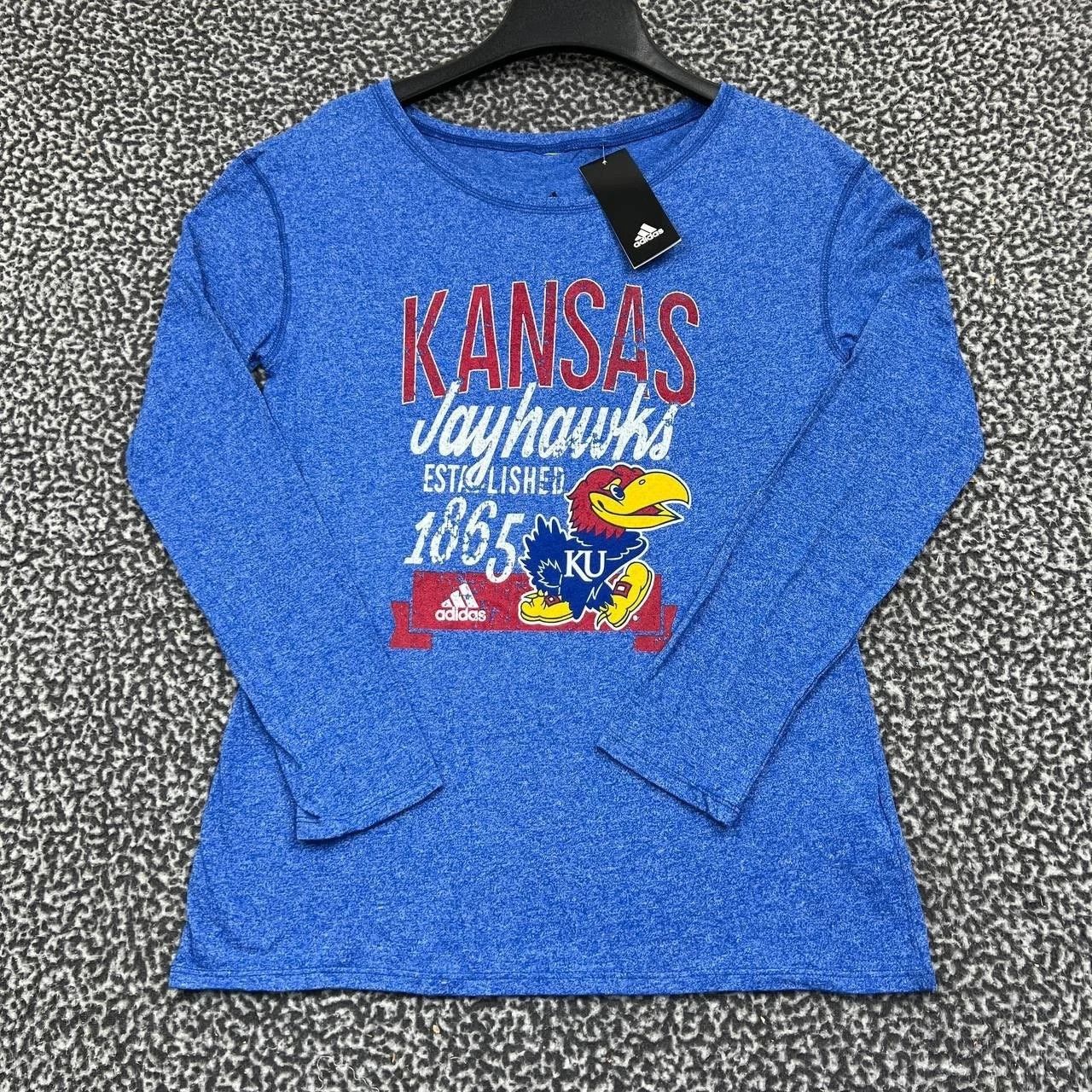 Adidas Kansas Jayhawks Shirt Women Long Sleeve Round Neck New S Size S / US 4 / IT 40 - 1 Thumbnail