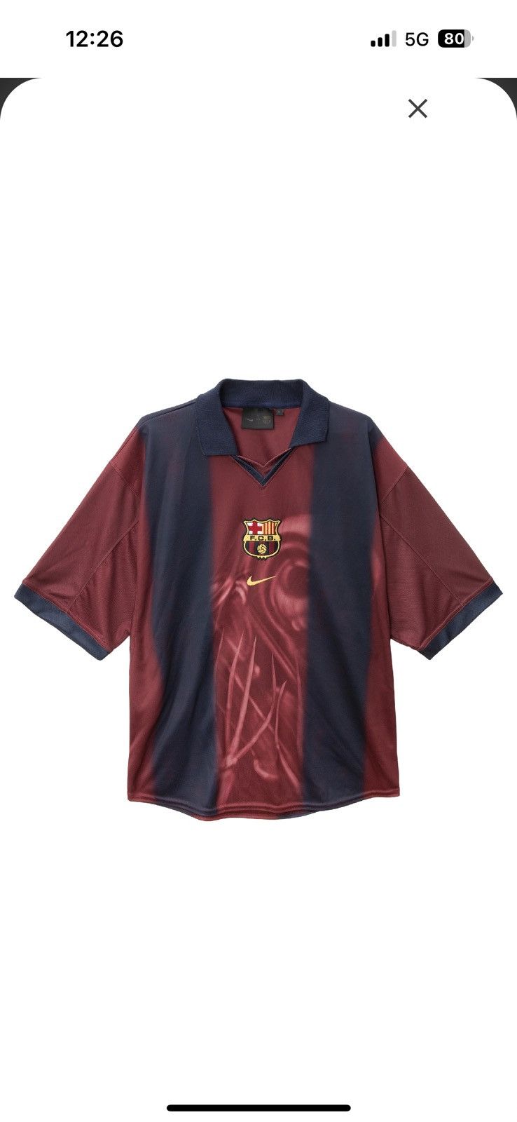 CJ X NIKE X FC BARCELONA RETRO 2000/01 HOME SKELETON JERSEY