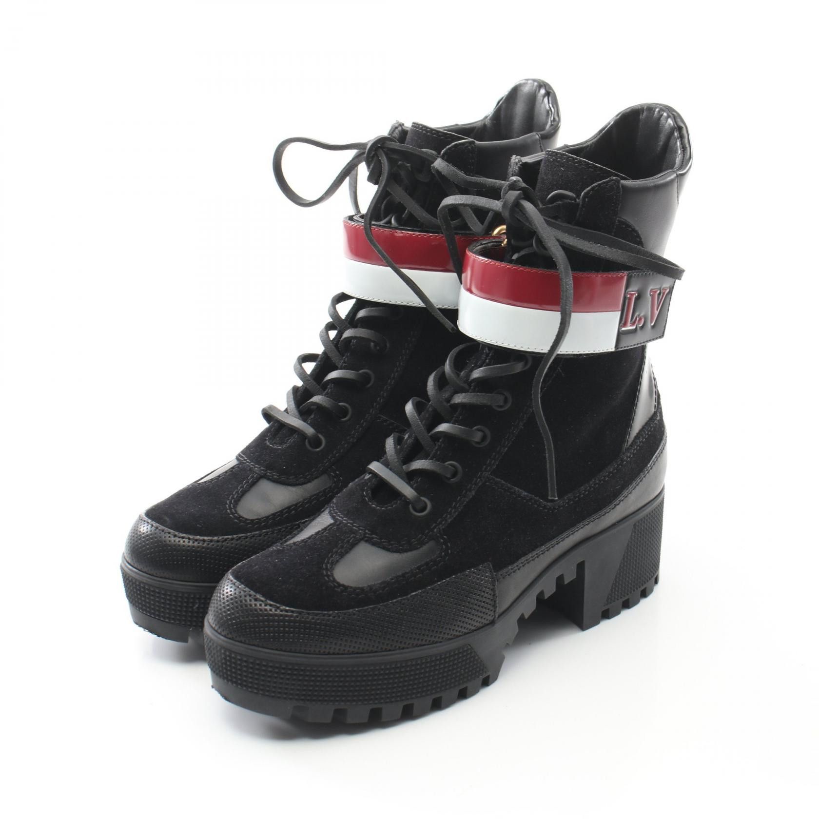 Louis Vuitton Louis Vuitton Laureate Line Suede Leather Patent Leather Boots Suede Shoes in Black, Women's