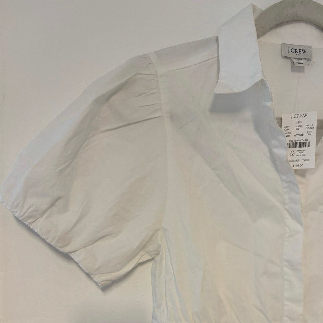 J.Crew NWT J.Crew Collared Tie Waist Mini Dress White Size 4P Size S / US 4 / IT 40 - 5 Thumbnail