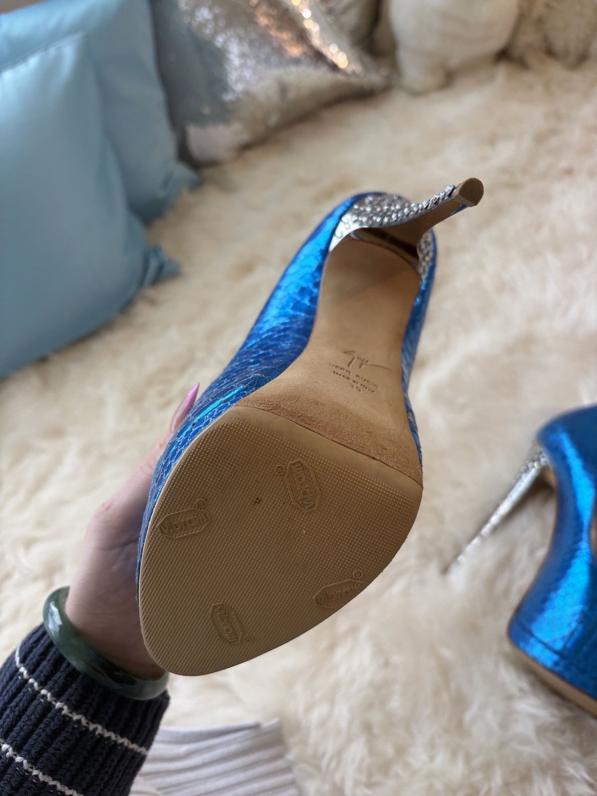 Giuseppe Zanotti Blue snakeskin giuseppe zanotti snakeskin heels Size US 9 / IT 39 - 3 Thumbnail