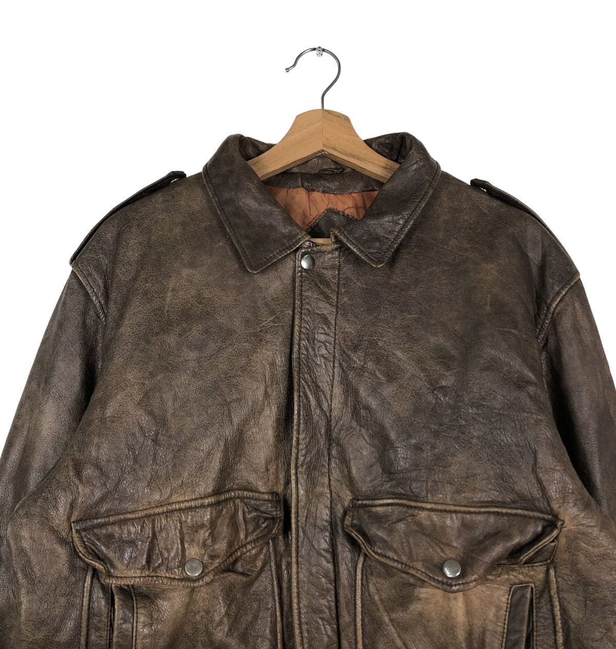 Japanese Brand 🔥VINTAGE FLY BOMBER LEATHER JACKET FOX-TROT JAPAN MADE Size US M / EU 48-50 / 2 - 3 Thumbnail