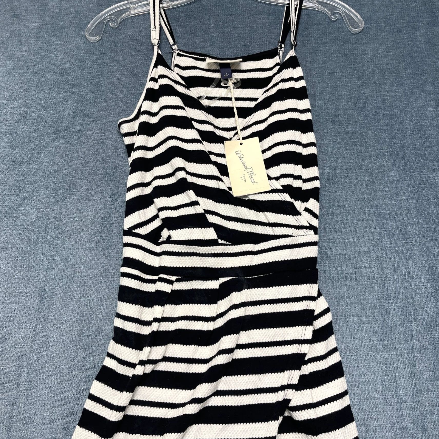 Vintage Universal Threads Dress Womens Small White Black Striped Cotton Sleeveless Wrap Square Neck Strappy Sleeve Casual Party/Cocktail Size S / US 4 / IT 40 - 4 Thumbnail