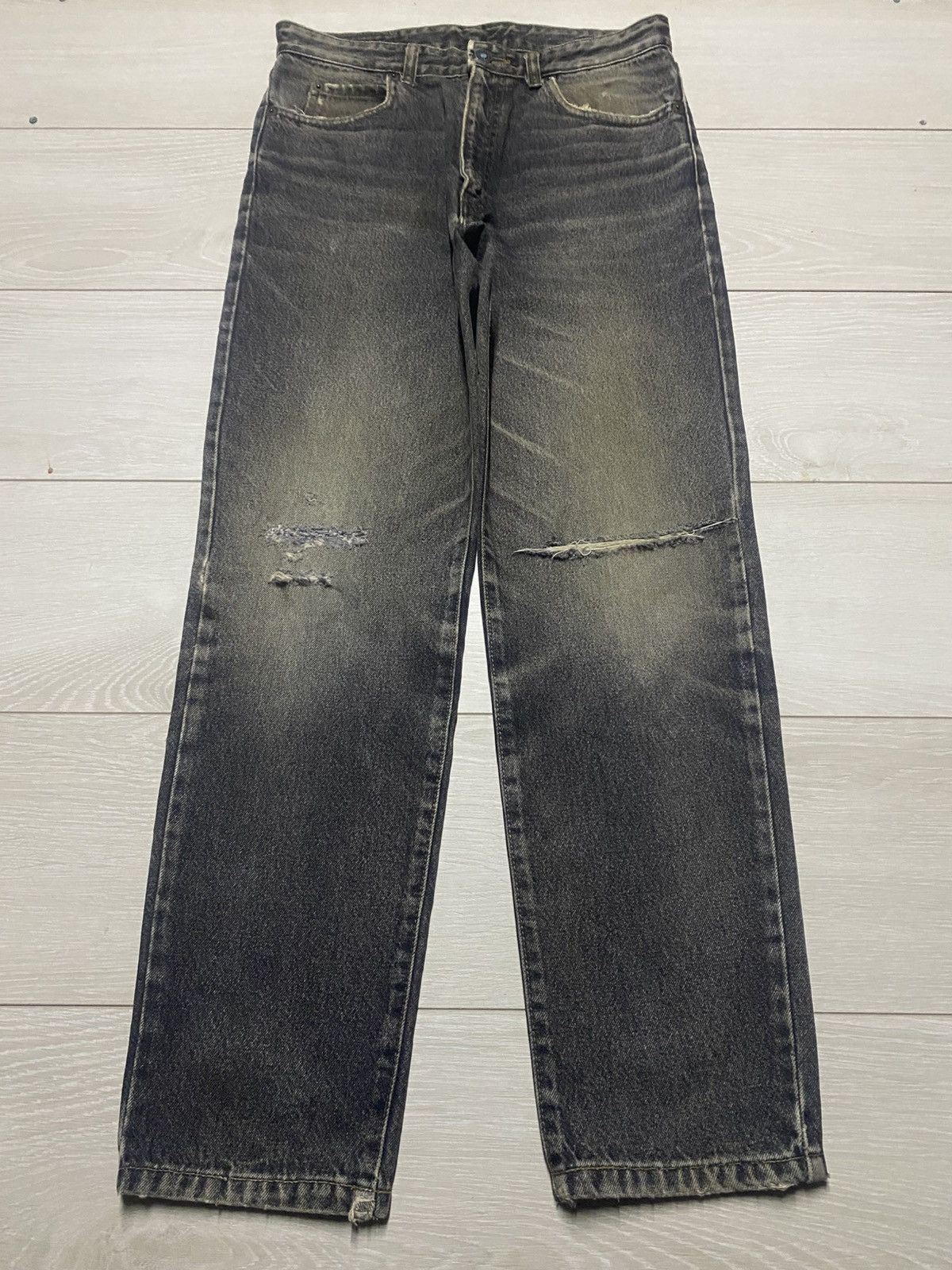 Japanese Brand Japanese Brand Mud Wash Denim Tappered Leg Jeans Size US 31 - 1 Thumbnail