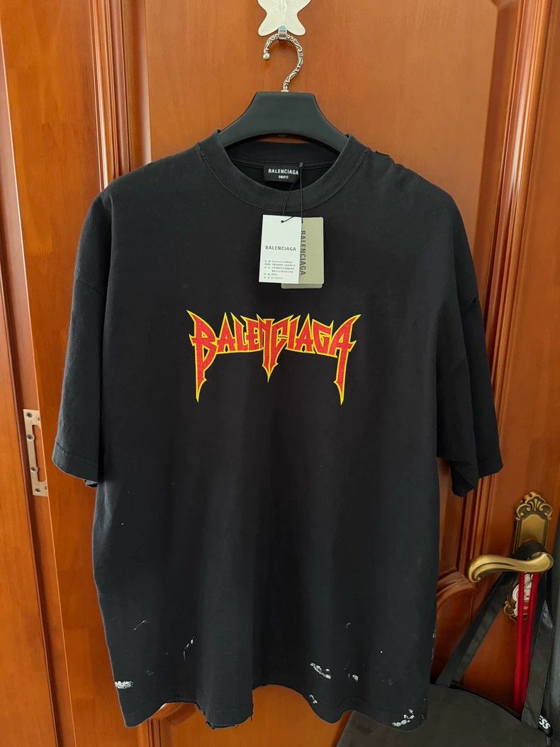 Balenciaga Balenciaga Flame Splatter Short Sleeve - dmc Size US XL / EU 56 / 4 - 1 Thumbnail