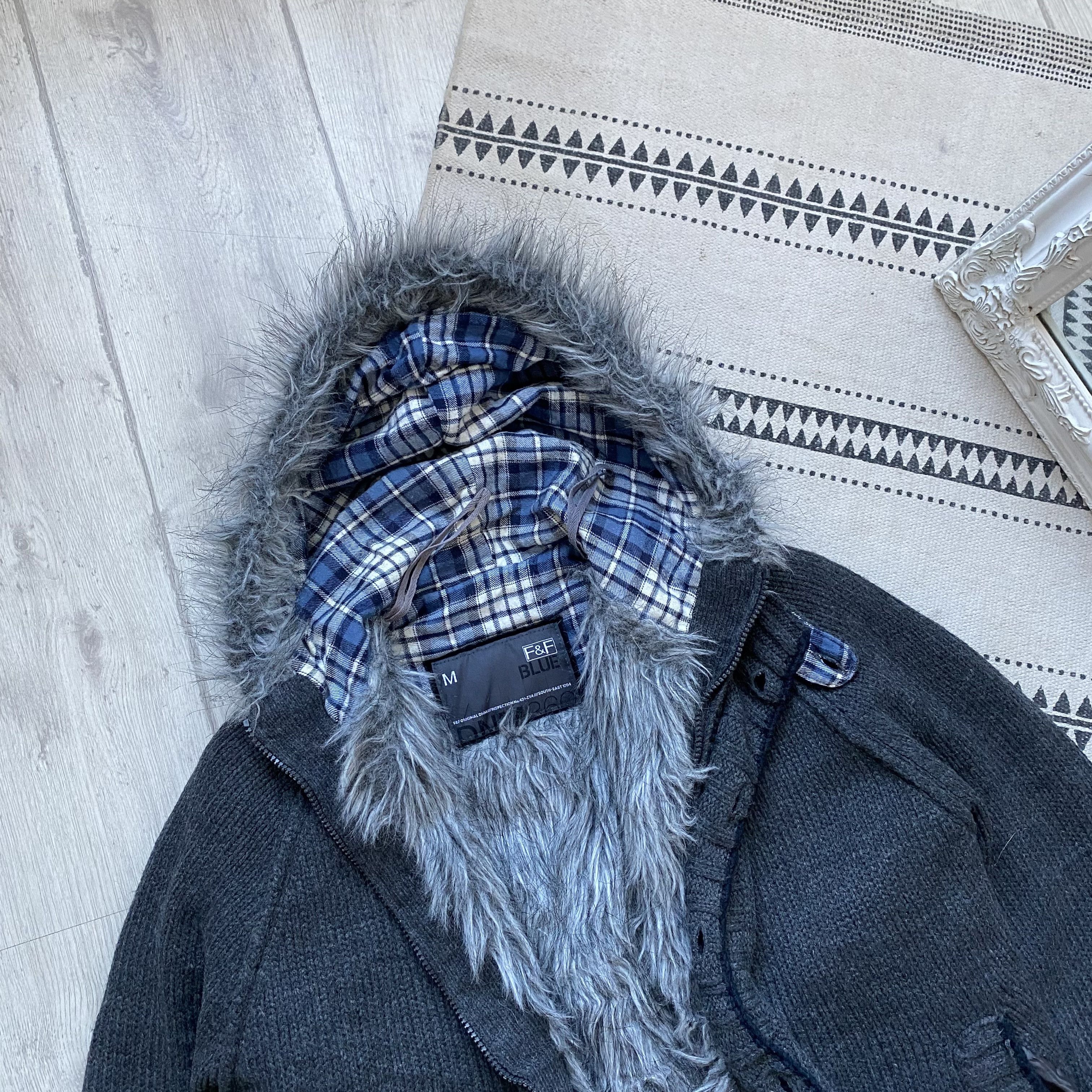 Vintage Y2K 2000s Knit Faux Fur Jacket Hoodie LGB jJapanese