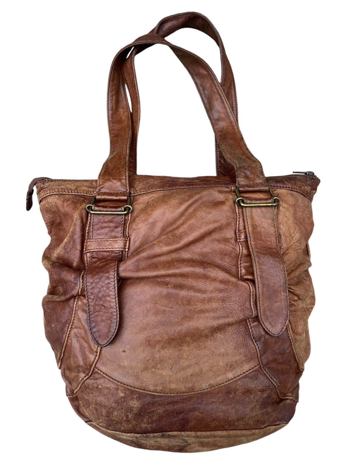 Leather Trashed Zucca Japan Distress Patina Leather Bag Tote Size ONE SIZE - 6 Thumbnail