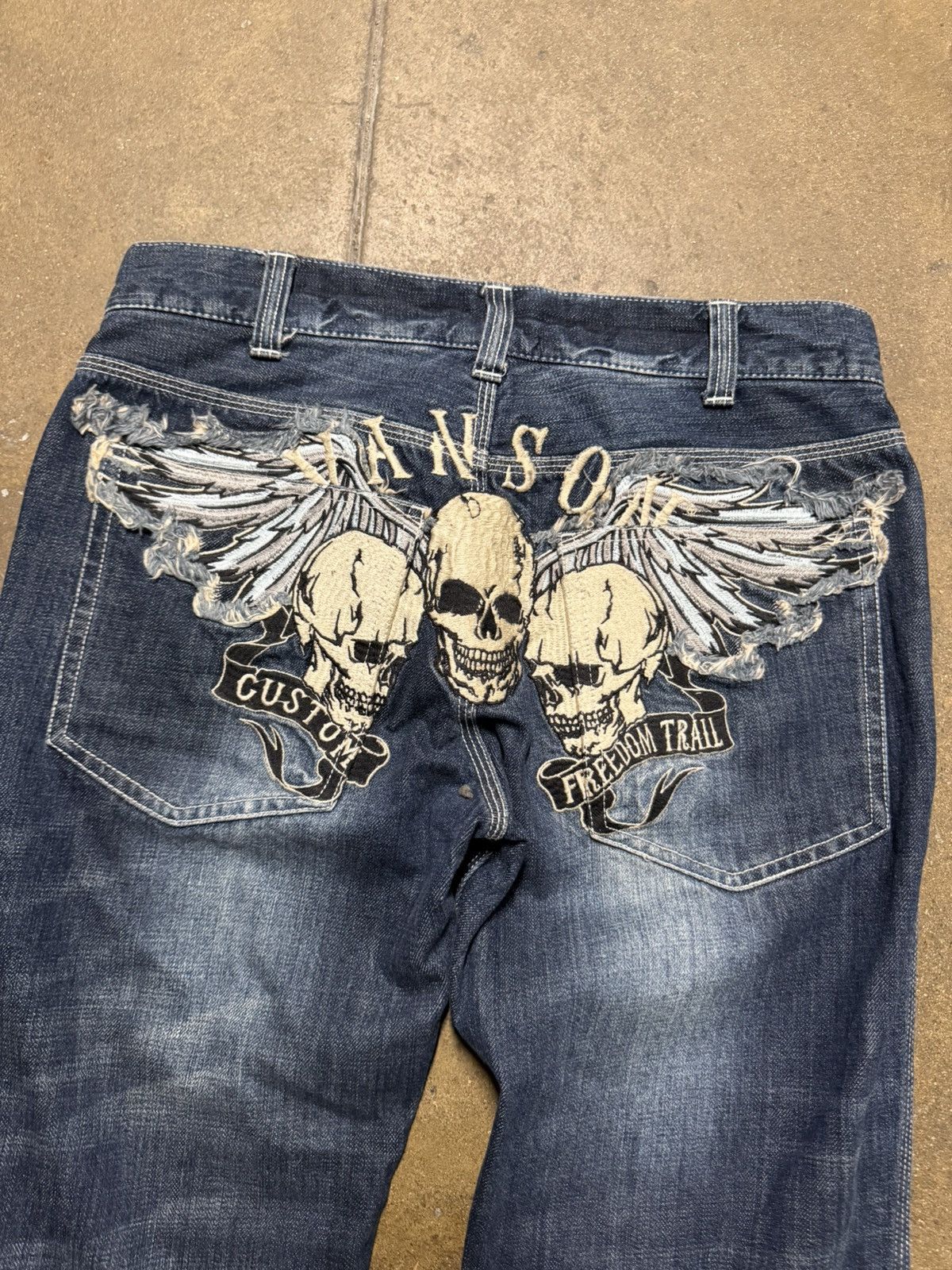 Vanson Leathers Vanson leathers rare embroidered skull denim 30 Size US 30 / EU 46 - 2 Thumbnail