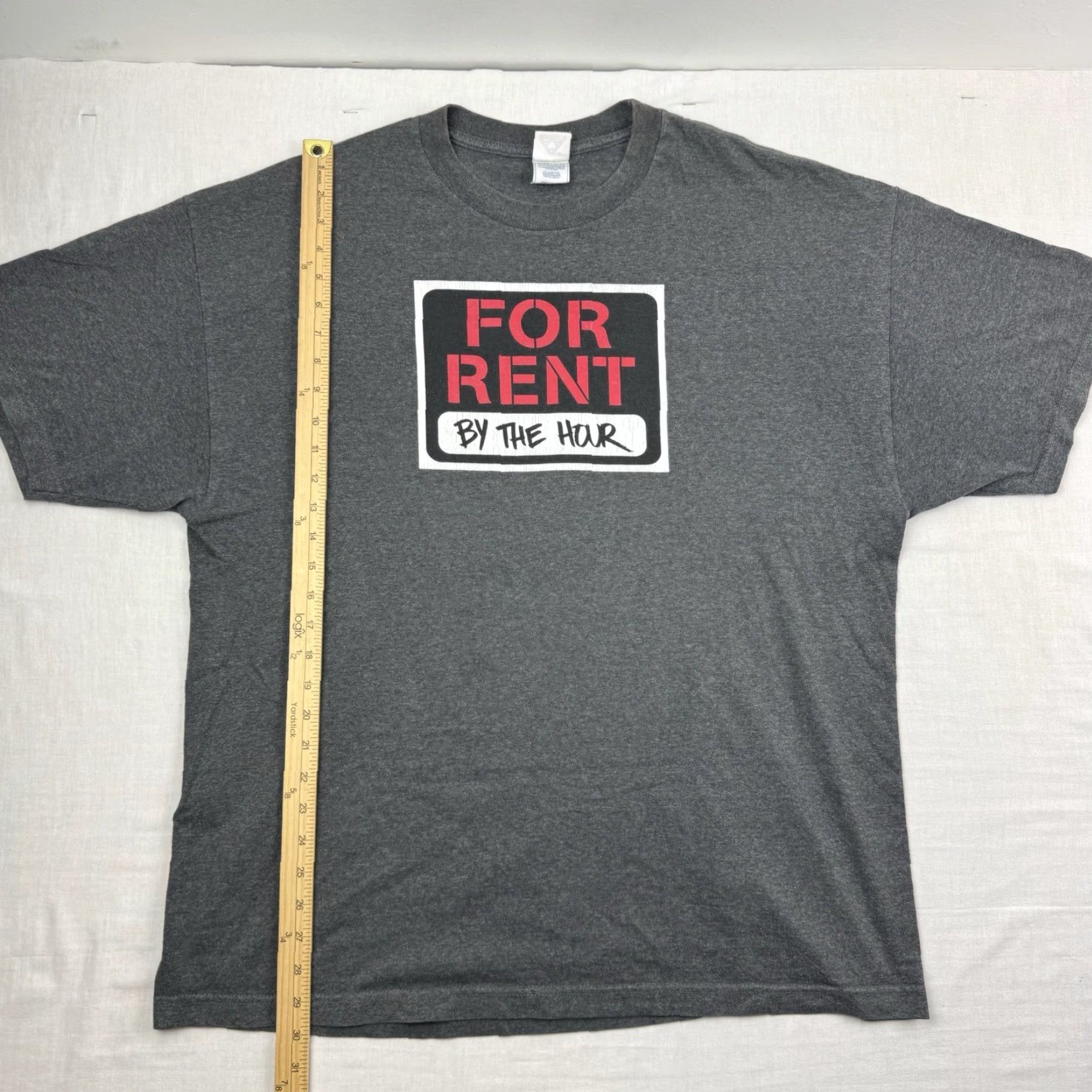 Vintage VINTAGE For Rent By The Hour T Shirt Funny Adult 2XL Gray Hipster Y2K Mens Shirt Size US XXL / EU 58 / 5 - 6 Thumbnail