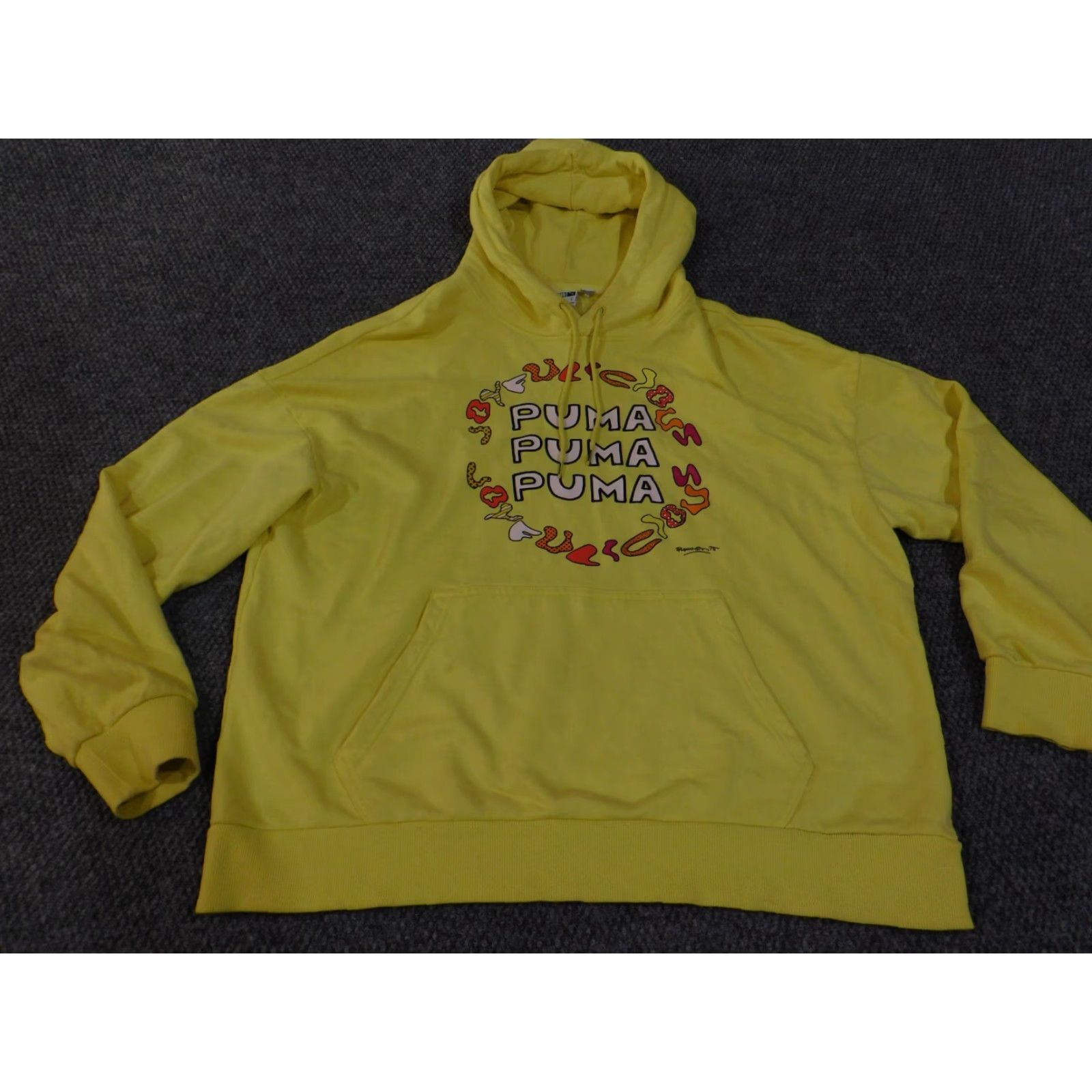 Puma PUMA x romero britto Hoodie Large Mens Yellow Art Graphic Pullover Hoodie, Logo, Pockets, Long Sleeve, Hooded, Drawstring, Cotton Polyester, T-Shirt? Size US L / EU 52-54 / 3 - 5 Thumbnail