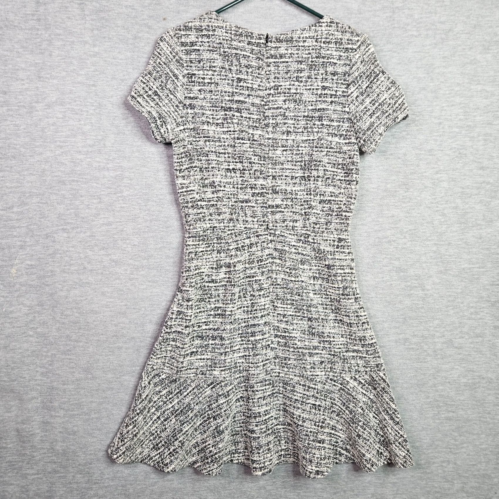 AQUA AQUA Dress Short Sleeve Tweed Ruffle Hem Multicolor L New Womens Juniors Size L Casual Party/Cocktail A-Line Dress Size 36" / US 14 / IT 50 - 3 Thumbnail