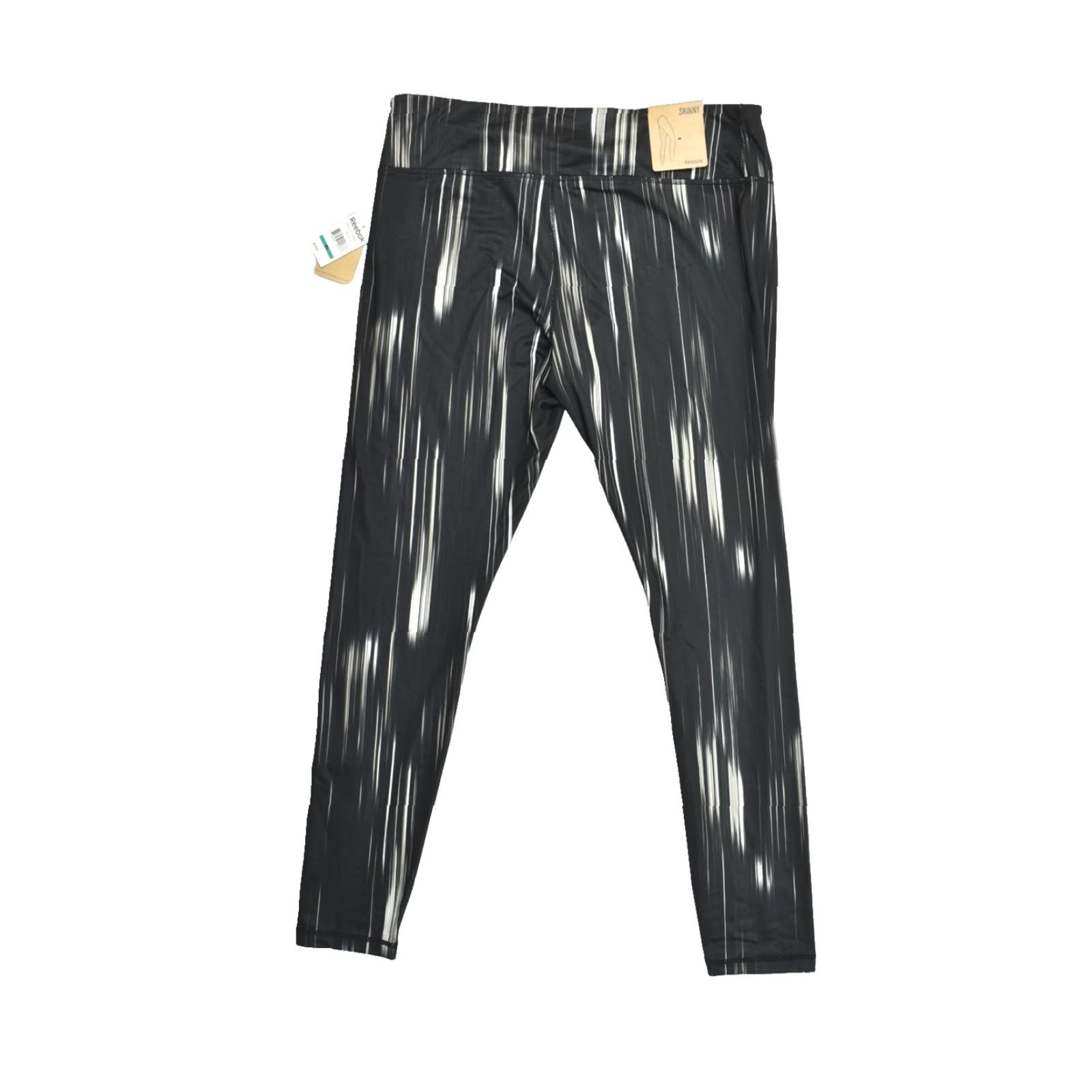 Reebok Reebok Skinny Leggings Women XL Black White Abstract Print Athletic Yoga Pants N Size 40" / US 18 - 2 Thumbnail