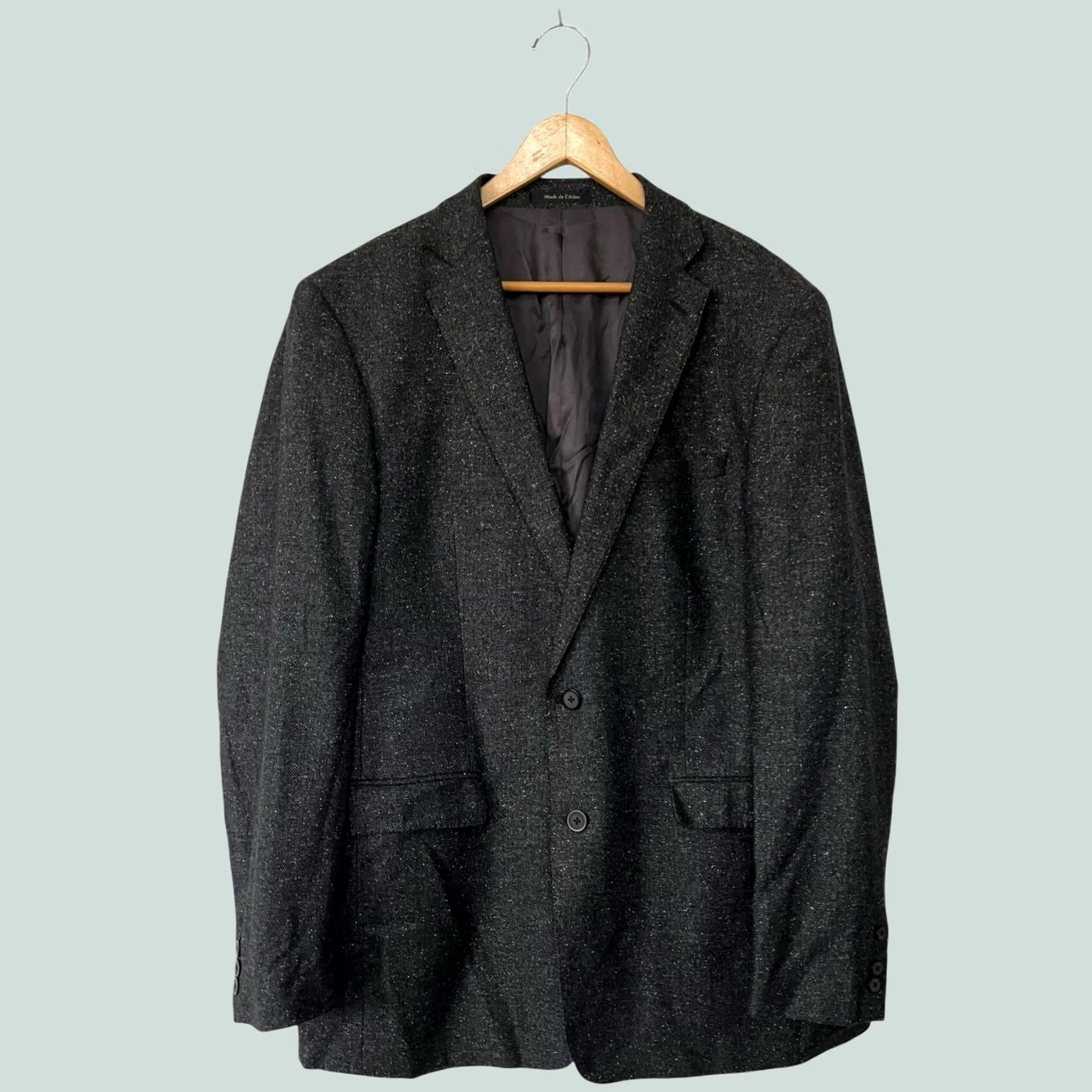 Calvin Klein Calvin Klein Blazer Sport Coat Gray Speckled Herringbone Wool Silk Blend 44L Mens Jacket Regular Modern 44L Gray Mens Blazer Size 44R - 1 Thumbnail