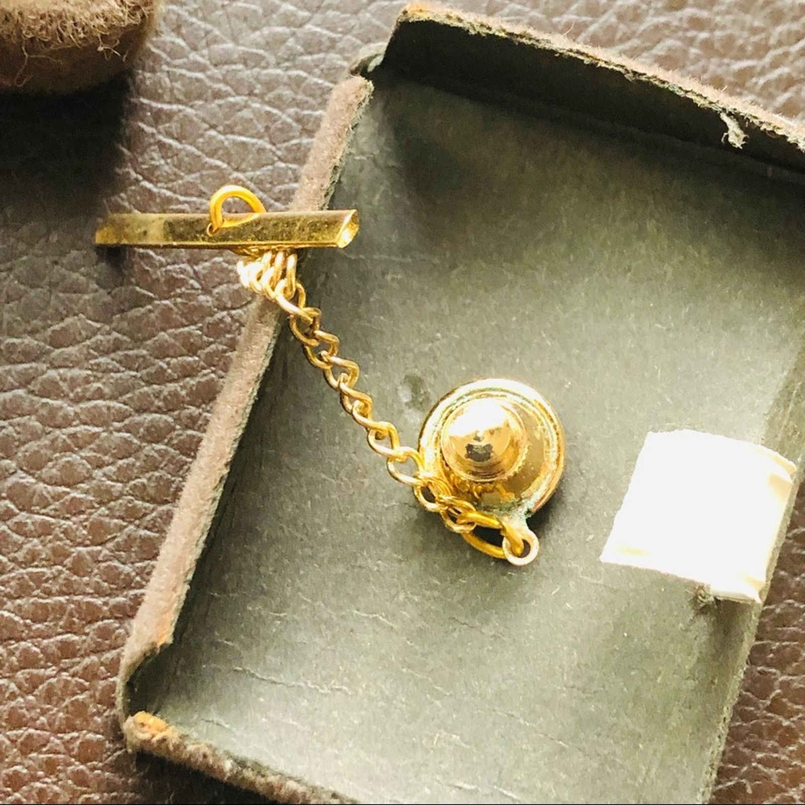 Vintage Vintage Swank genuine tigers eye tie pin with chain NIB Size ONE SIZE - 5 Thumbnail