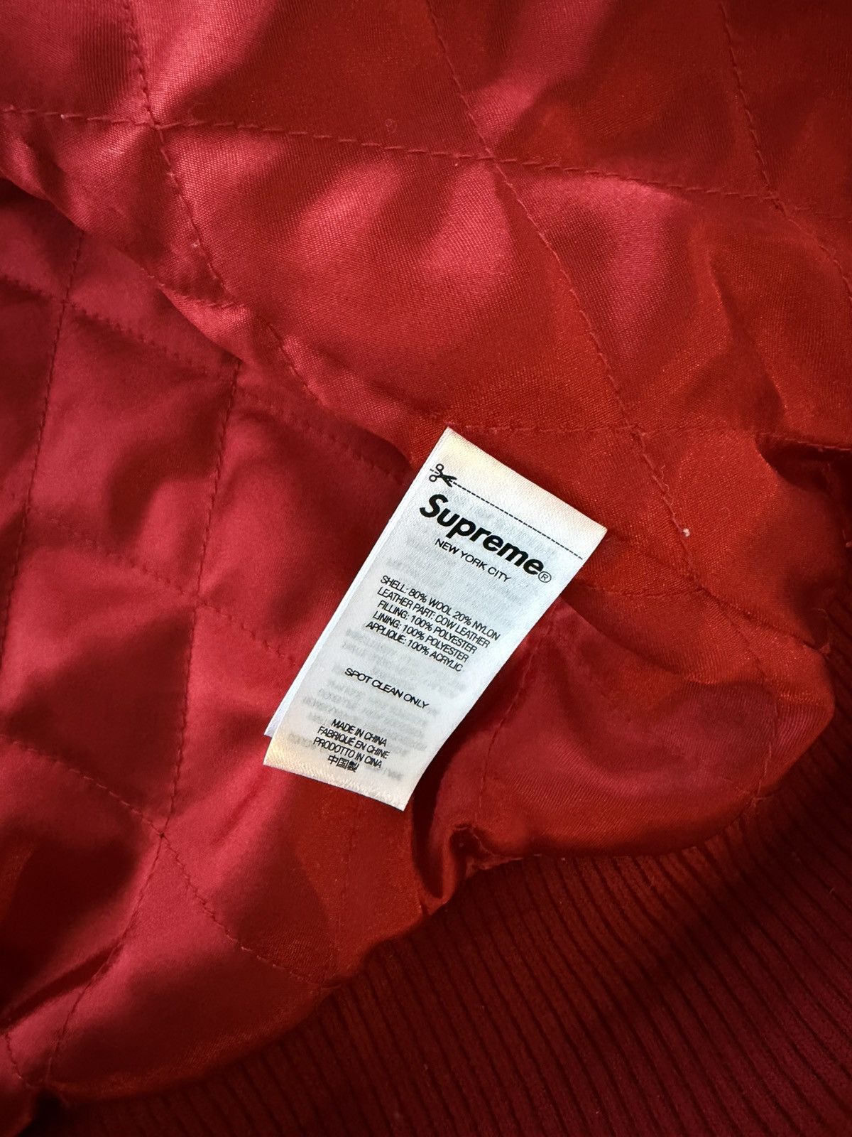 Supreme 2024 Supreme Big Logo Chenille Varsity Jacket 'Red' Size US XL / EU 56 / 4 - 4 Thumbnail