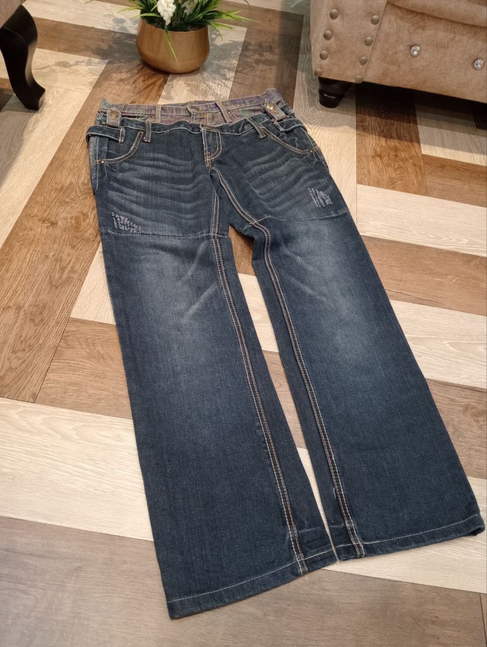 Japanese Brand JAPANESE DOUBLE WAIST BLUE DENIM PANTS Size US 33 - 3 Thumbnail