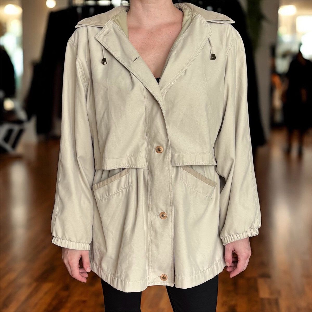 Vintage Carlo Briani Beige Hooded Coat Size L Size L / US 10 / IT 46 - 1 Thumbnail