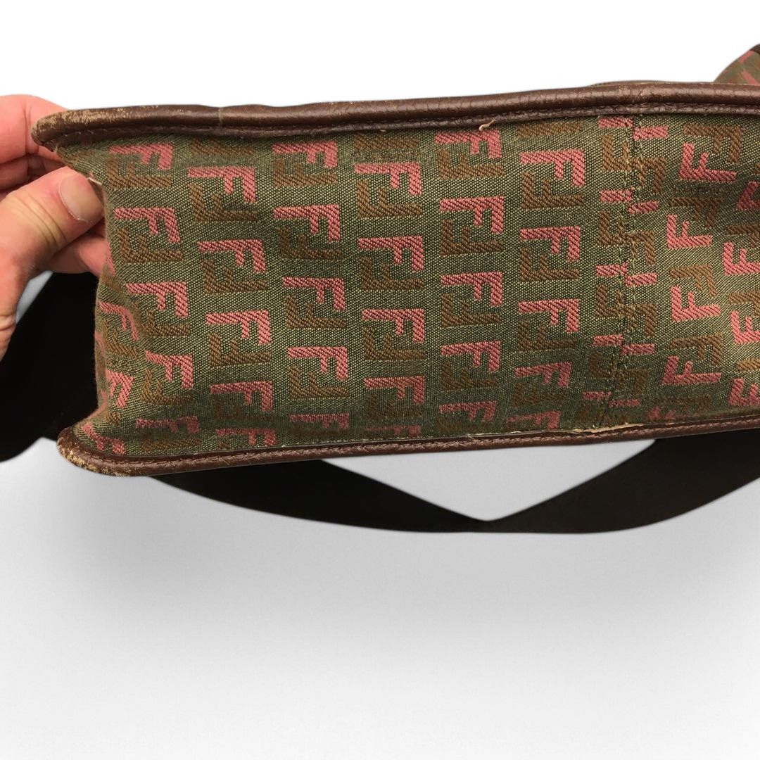 Fendi Fendi - Shoulder Bag Brown Leather Canvas FF Gold Charm Size ONE SIZE - 6 Thumbnail