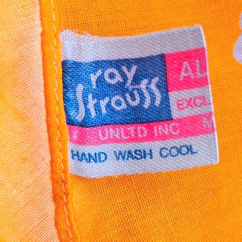 Vintage Ray Strauss 1960s Mod Cotton Scarf Pair Turquoise Marigold M Size ONE SIZE - 3 Thumbnail