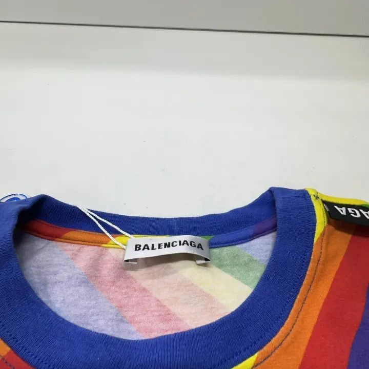 Other Balenciaga Balenciaga Rainbow Striped Short Sleeve TShirt Size US S / EU 44-46 / 1 - 4 Thumbnail