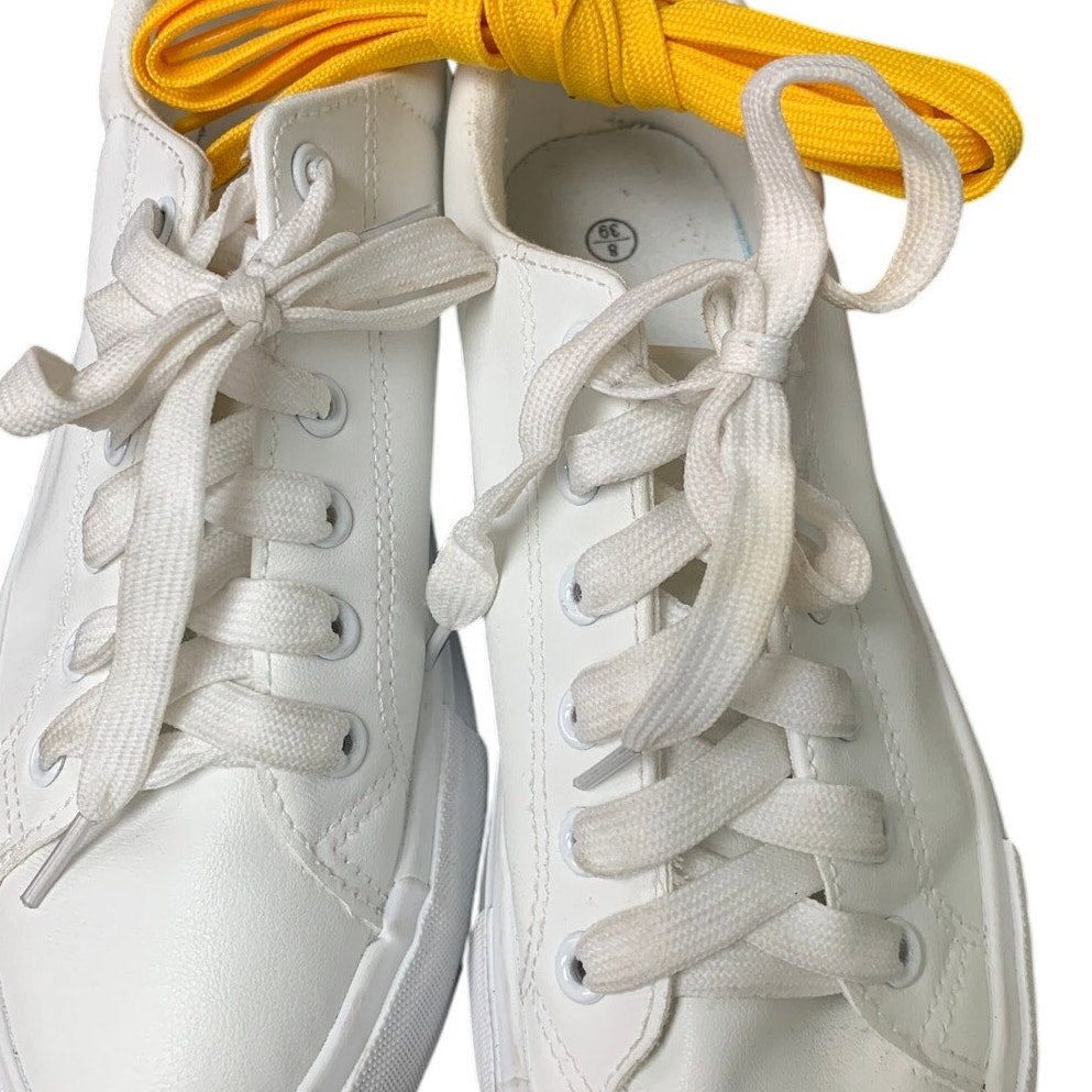 Other Sernial Women's Size 8 White Faux Leather Lace-Up Sneakers Size US 8 / IT 38 - 6 Thumbnail