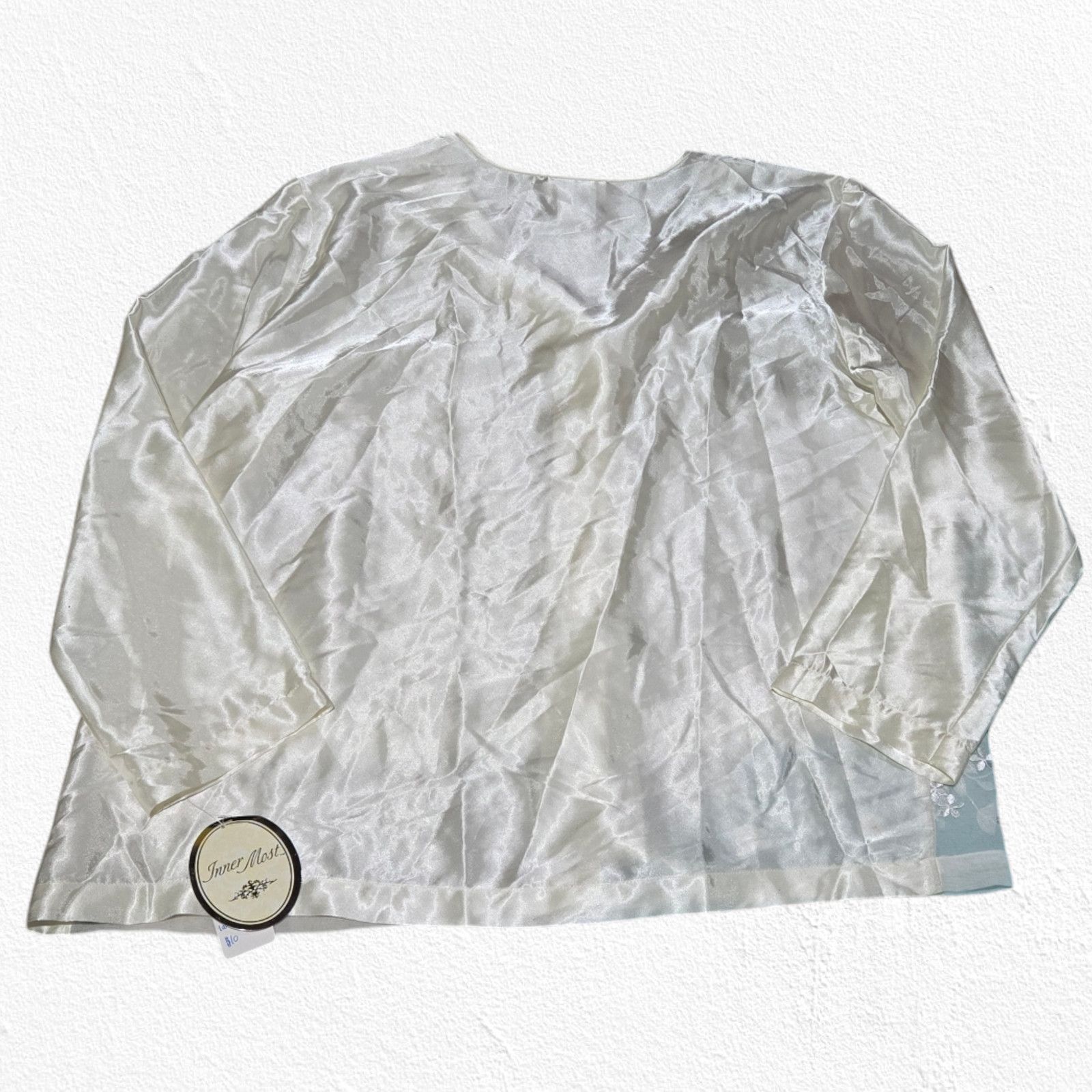 Vintage Vintage Ivory Satin Floral Lace Blouse Size Large Size L / US 10 / IT 46 - 10 Thumbnail