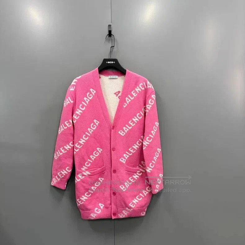 Balenciaga Balenciaga Pink Logo Knit Cardigan XS. Size US XS / EU 42 / 0 - 1 Thumbnail