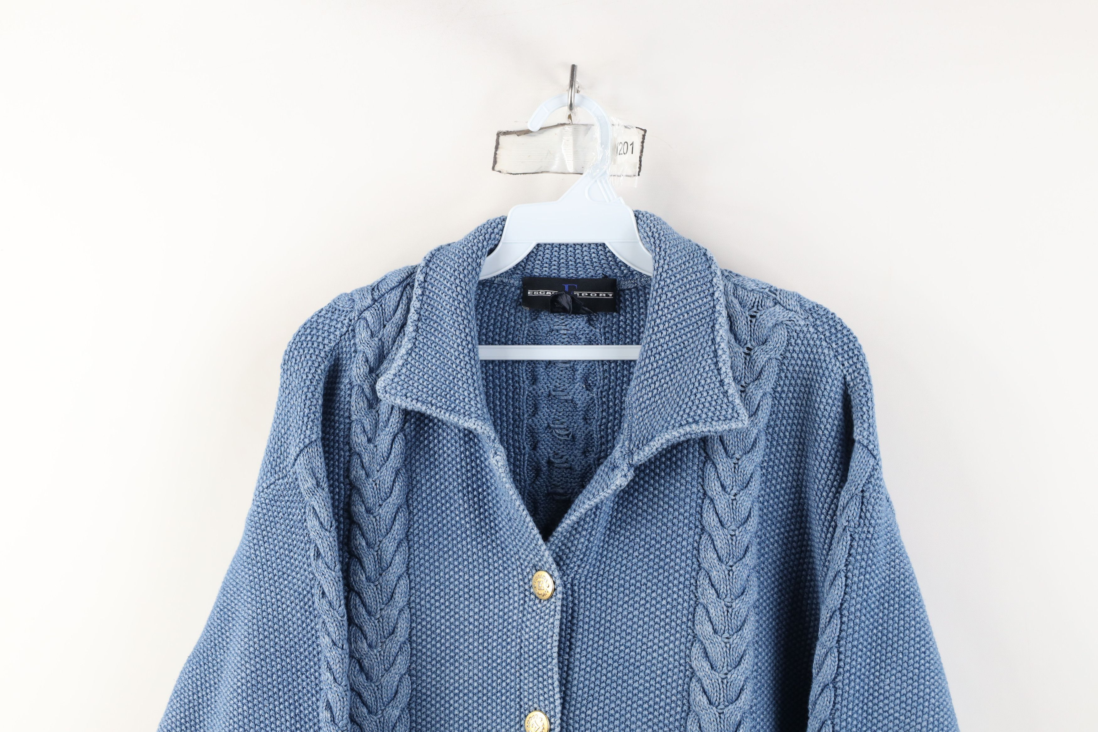 Escada Vintage 90s Escada Cable Knit Fisherman Cardigan Sweater Size M / US 6-8 / IT 42-44 - 2 Thumbnail