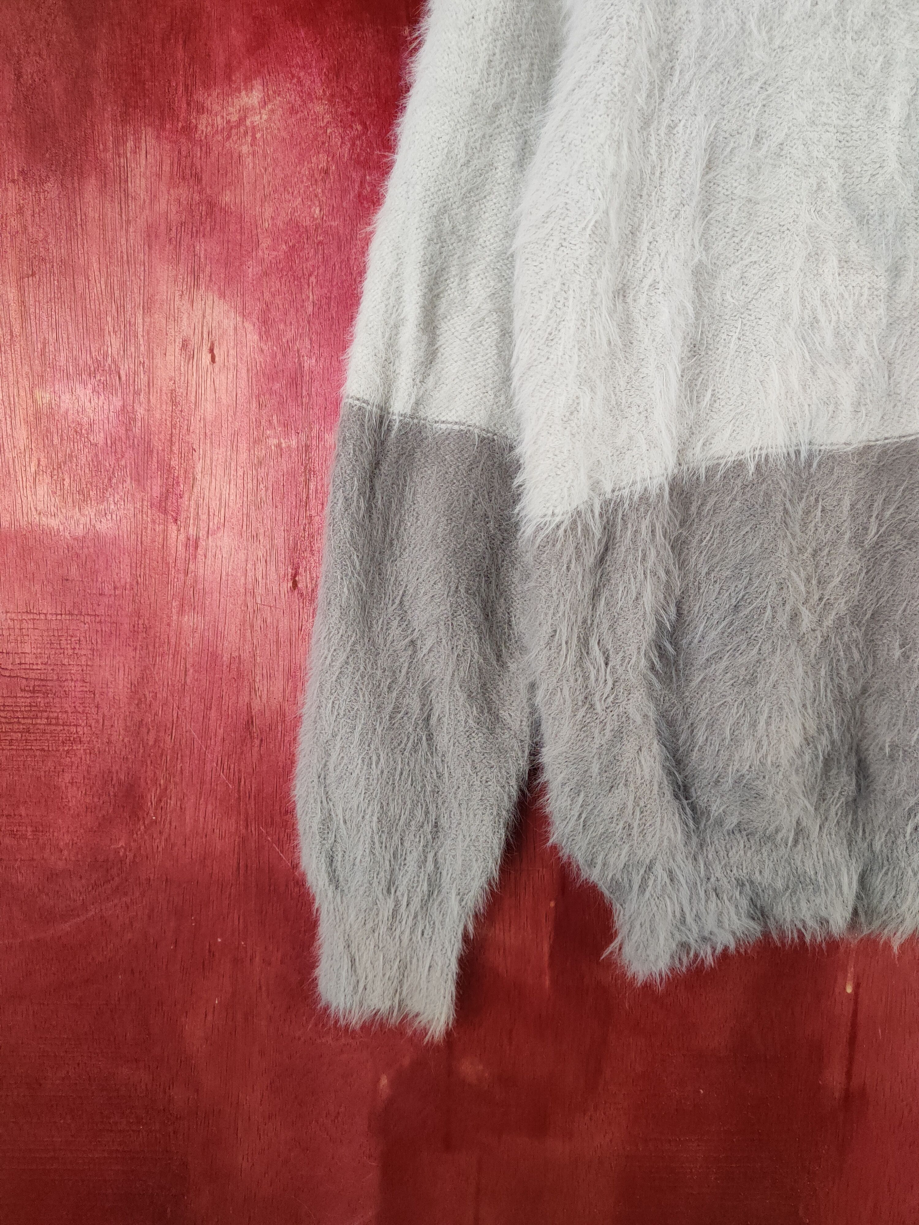 Homespun Knitwear Healthy Karen Gray Shag Shaggy Fur Mohair Knitwear #S2025 Size L / US 10 / IT 46 - 4 Thumbnail