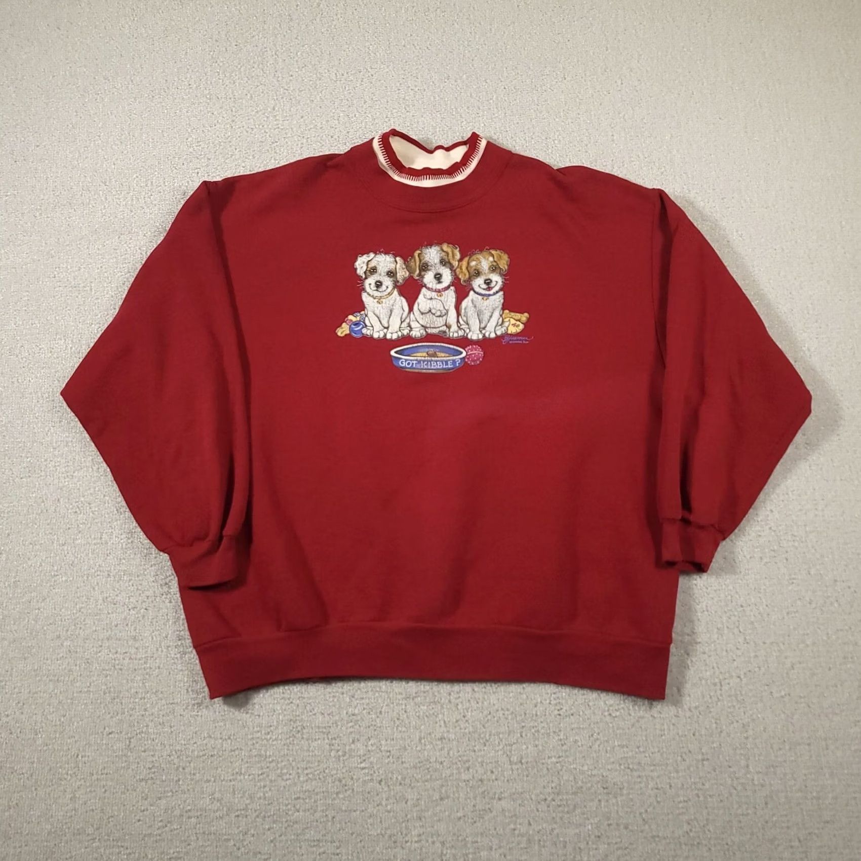 Vintage VINTAGE Morning Sun Sweatshirt Women 2XL Red Puppies Dogs Made In USA Ladies Pullover Crew Neck Knit Cotton Blend Silhouette Regular Size XXL / US 16-18 / IT 52-54 - 2 Thumbnail