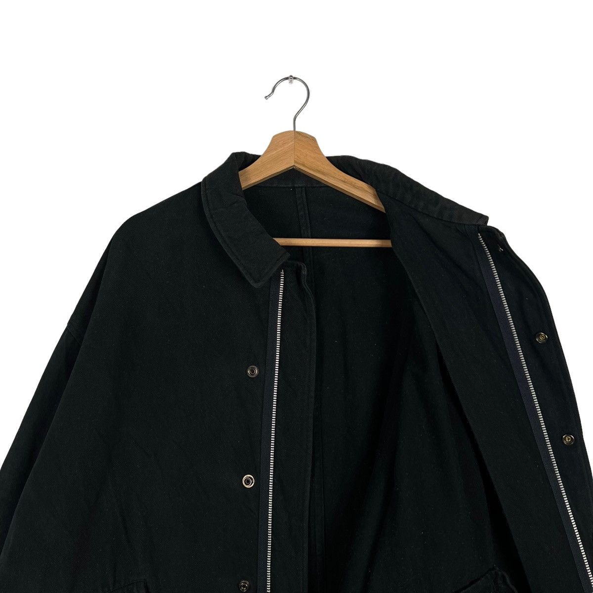 Yohji Yamamoto 🔥RICH BLACK - FLY COATS HERRINGBONE LONG JACKETS Size US M / EU 48-50 / 2 - 13 Thumbnail