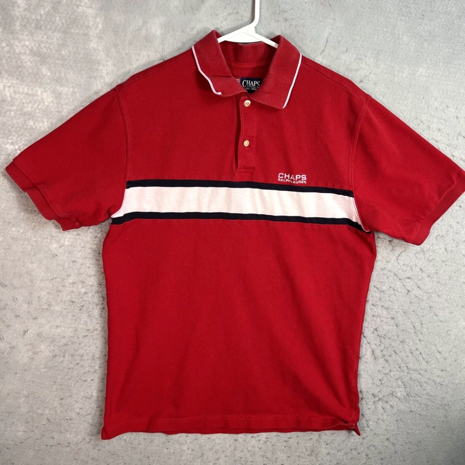 90'S Ralph Lauren CHAPS long sleeve polo shirt, men's XL size cotton gray type Vintage Second Hand