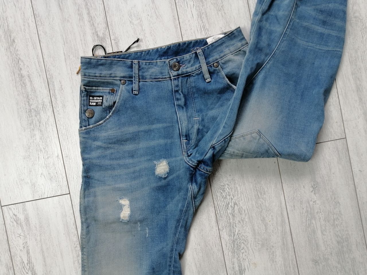 G-Star G-STAR RAW Blue Denim ARC 3D LOOSE TAPERED Distressed Jeans Size US 28 / EU 44 - 2 Thumbnail