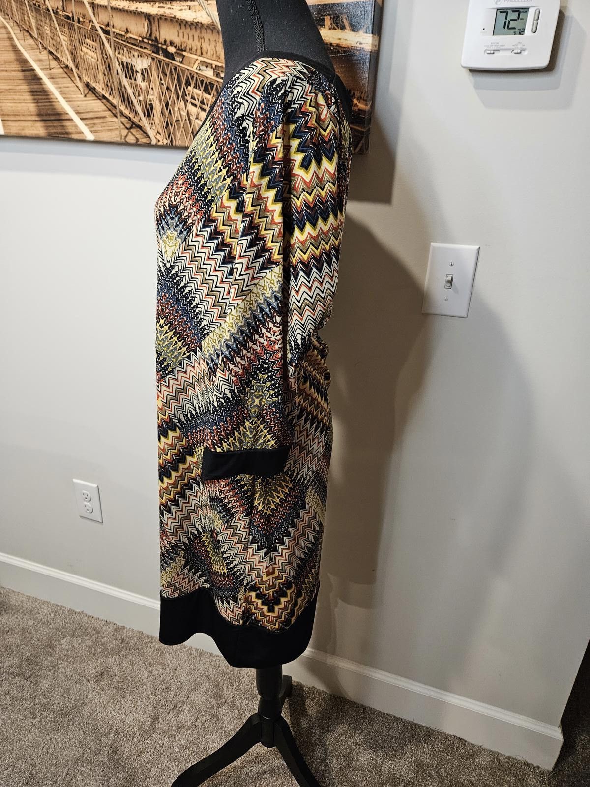 Designer Trendy Zigzag Pattern Tunic Dress Size L / US 10 / IT 46 - 2 Thumbnail