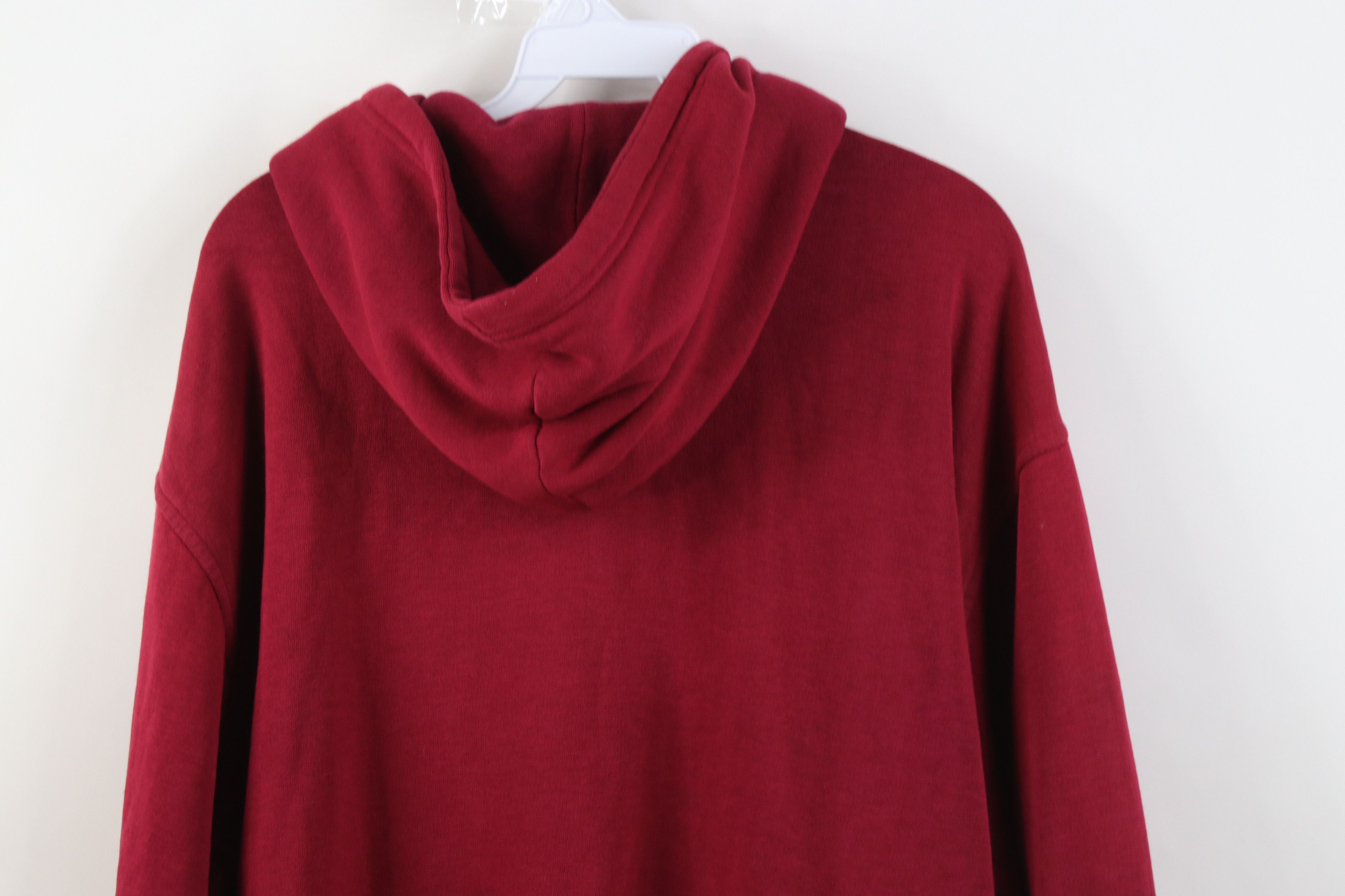 Vintage Vintage 90s Streetwear Blank Knit Hoodie Sweatshirt Red Size US XXL / EU 58 / 5 - 15 Thumbnail