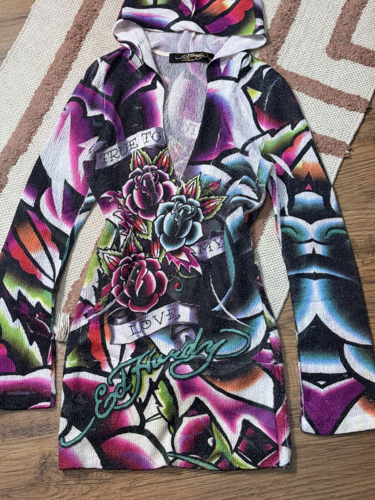 Ed Hardy VINTAGE ED HARDY ALL OVER PRINT MESH 2000s MINI DRESS Size S / US 4 / IT 40 - 6 Thumbnail
