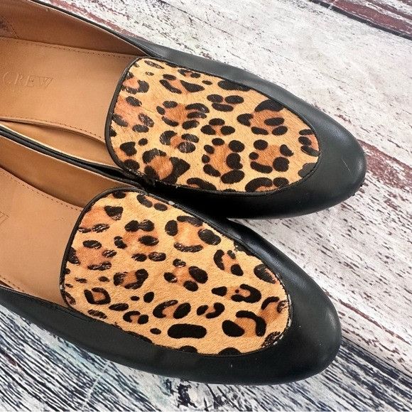 J.Crew J. Crew Leopard Print Black Loafers Size US 8 / IT 38 - 3 Thumbnail