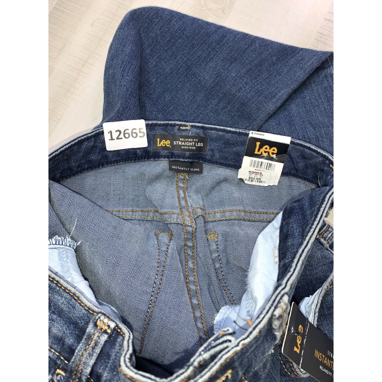 Lee Lee Instantly Slim Straight High Rise Relaxed Jeans Womens 6 Short Blue Denim Cotton Blend NWT12665 Zip Slimming Modern Wash Size 28" / US 6 / IT 42 - 4 Thumbnail