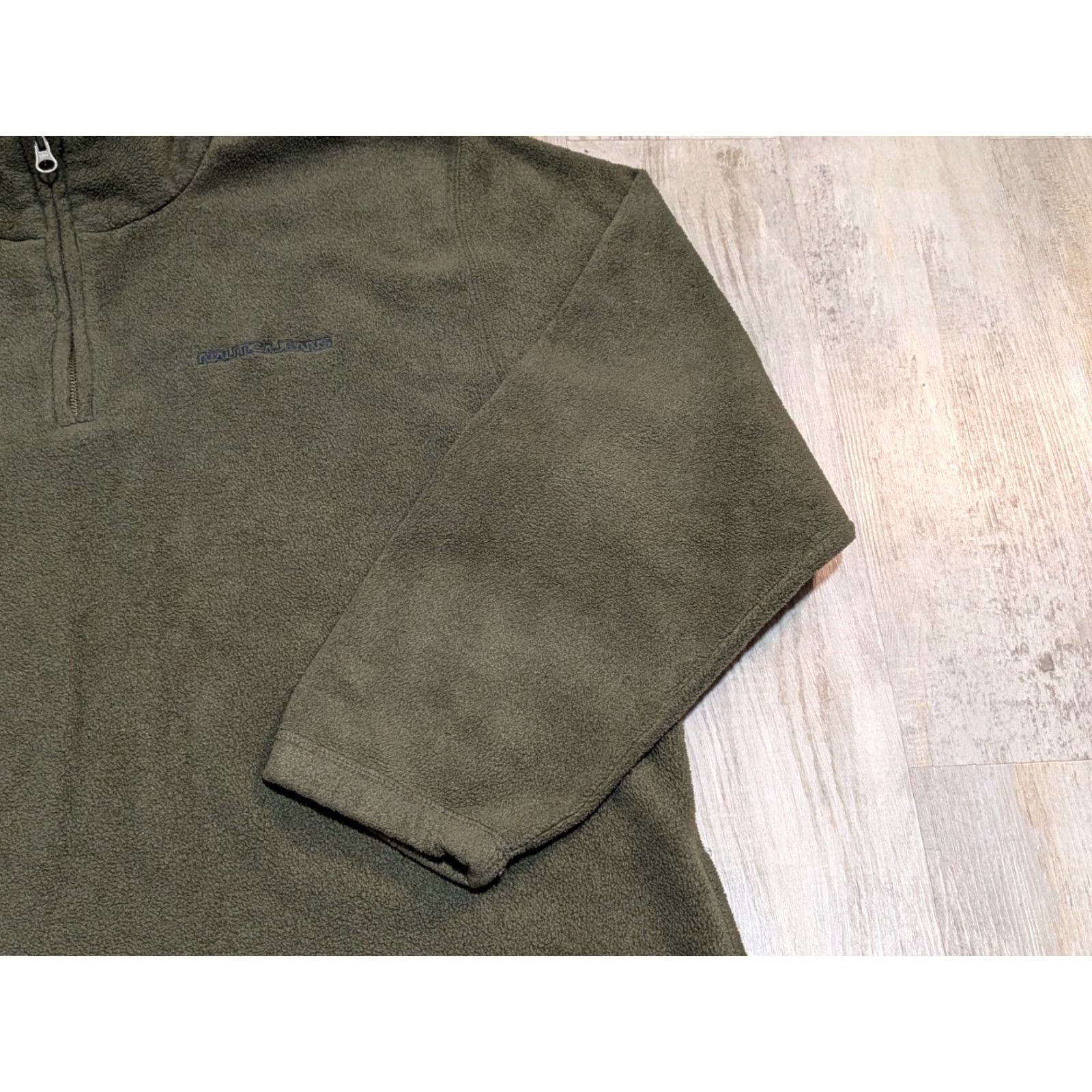Nautica VINTAGE Nautica Mens Sweater L Olive Green Pullover 1/4 Zip Fleece Made in USA Size US L / EU 52-54 / 3 - 4 Thumbnail