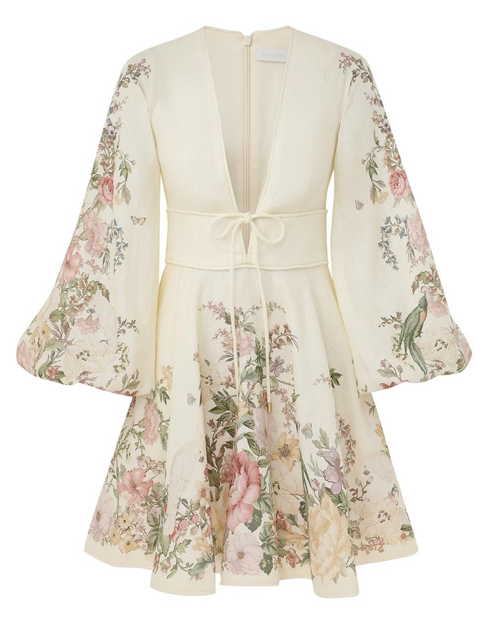 Zimmermann oc11z0525 Waverly Plunge Mini Dress in Multicolor Size L / US 10 / IT 46 - 1 Thumbnail