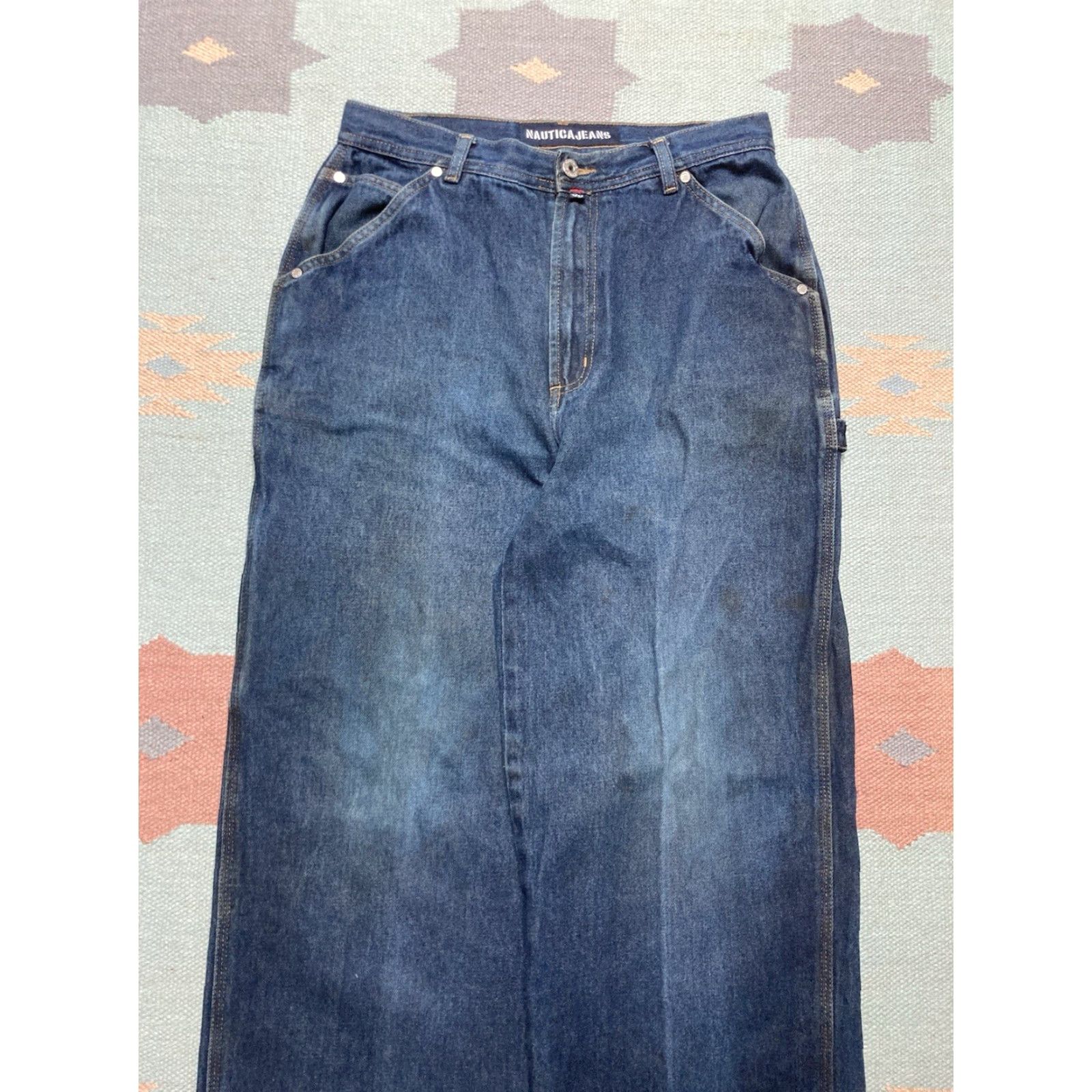 Nautica VINTAGE Nautica Jeans Wide-Leg 29x29 Men Blue Hip Hop Grunge 90s Carry Baggy Carpenter Skater Style Size US 29 - 7 Thumbnail