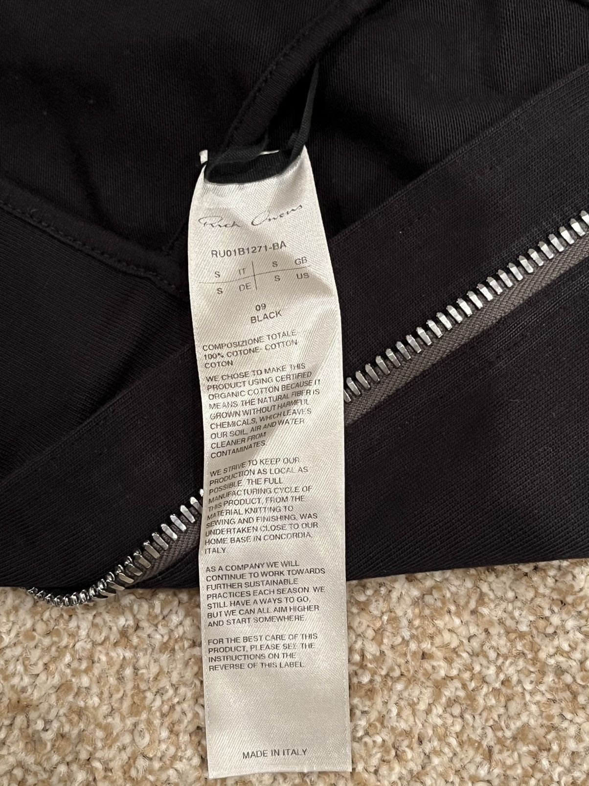 Rick Owens Black Zip Front Jogger Sweatshirt Size US S / EU 44-46 / 1 - 8 Thumbnail