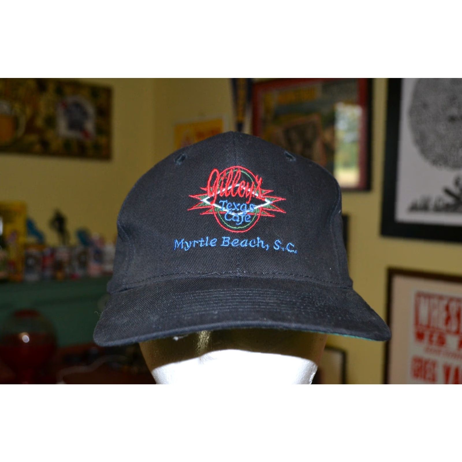 Logo 7 Gilley's Texas Cafe Myrtle Beach SC Hat KC Basebal l Cap Black Adjustable Men Sewn Logo Snapback Size ONE SIZE - 4 Thumbnail