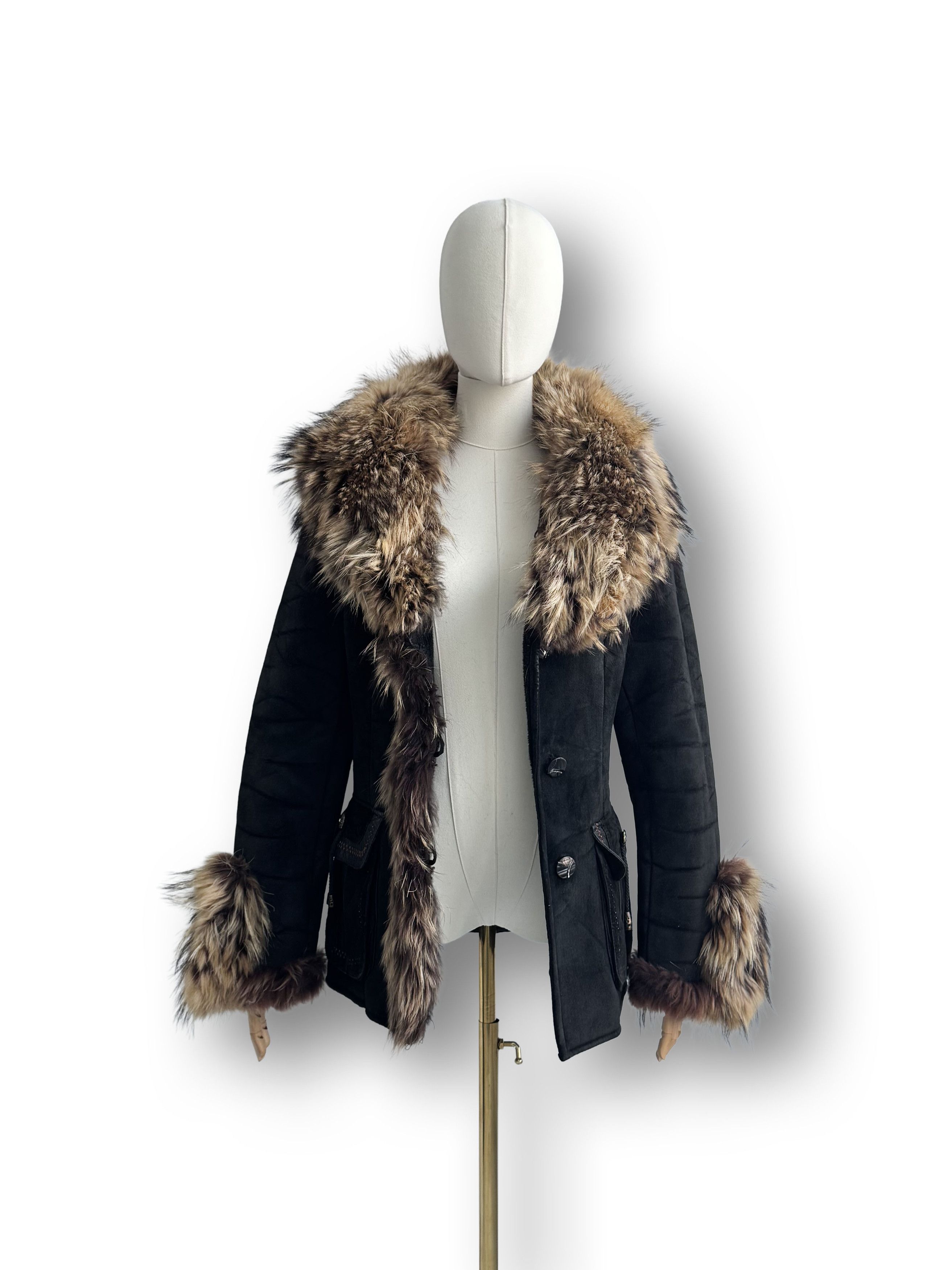Vintage Real Sheepskin Coat With Real Fur Details The 90's(V427) Size M / US 6-8 / IT 42-44 - 3 Thumbnail