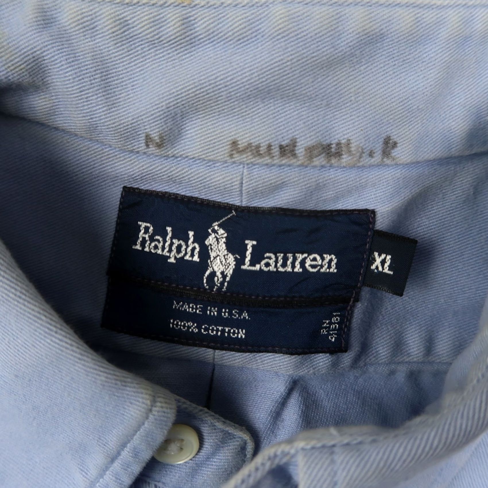 Polo Ralph Lauren VINTAGE Polo Ralph Lauren Button-Down Shirt Mens XL XLarge Blue 90s Classic Polo Shirt Men XL Blue Regular Size Shirt Size US XL / EU 56 / 4 - 4 Thumbnail