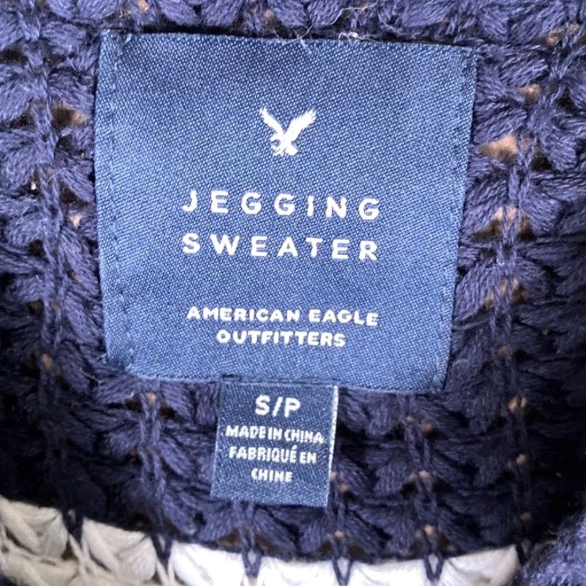 American Eagle Outfitters American Eagle Womens Sweater White Navy Striped Open Knit 100% Cotton Small Size S / US 4 / IT 40 - 6 Thumbnail